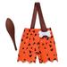 IDOPIP Kids Baby Bam Bam Costume Historical Stone Age Themed Birthday Outfit for Girls Boys Halloween Cosplay Dress Up Photo Shoot 3-4 Years Boy - Orange