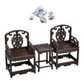 1/12 Dollhouse Simulation Desk and Chair with Tea Set Furniture for Doll Kitchen DIY Pretend Accessories