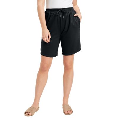 Plus Size Women's French Terry Shorts by June+Vie in Black (Size 14/16)