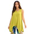 Plus Size Women's V-Neck Handkerchief Hem Ultrasmooth® Fabric Tunic by Roaman's in Light Moss (Size 18/20)