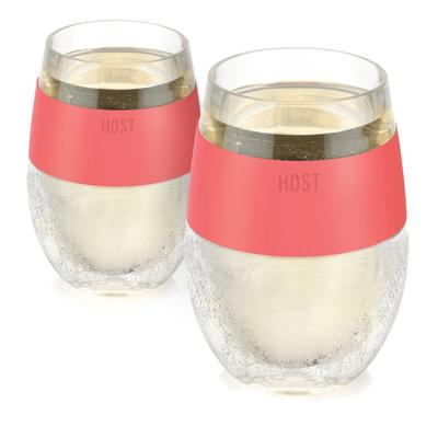 Wine Freeze Cooling Cups In Coral (Set Of 2) By by HOST in Pink