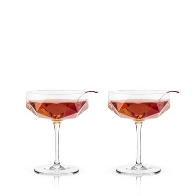 Faceted Crystal Coupes by Viski in Clear