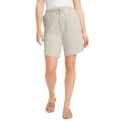 Plus Size Women's French Terry Shorts by June+Vie in Heather Oatmeal (Size 26/28)