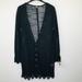 Free People Sweaters | Free People Women's Xs Sweater Black Crochet Lace Hem Button Cardigan Nwt Bi28 | Color: Black | Size: Xs