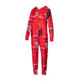 Women's Concepts Sport Red Washington Nationals Allover Print Windfall Union Full-Zip Hooded Pajama Suit