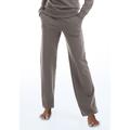 Loungehose BENCH. LOUNGEWEAR, Damen, Gr. 36/38, N-Gr, grau (taupe), Sweatware, Obermaterial: 60% Baumwolle, 40% Polyester, unifarben, bestickt, casual, bequem lang, Hosen, Relaxhose mit Logostickerei und Eingrifftaschen, Loungewear