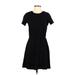 Old Navy Casual Dress - A-Line Crew Neck Short sleeves: Black Print Dresses - Women's Size Small