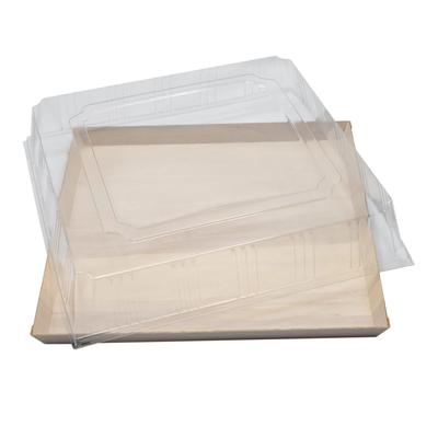 VerTerra TG-CT-12X12 Disposable To Go Box w/ Locking Lid - 12" x 12" x 1", Balsa Wood/RPET, Beige