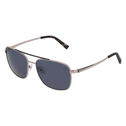 Timberland TB9303 Herren-Sonnenbrille Vollrand Eckig Metall-Gestell, silber