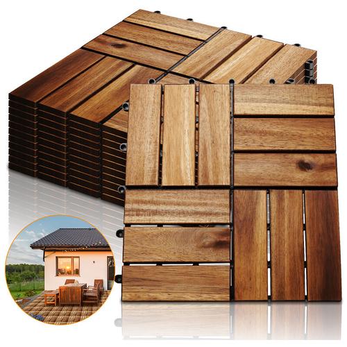 Swanew – Holzfliesen Akazienholz Balkonfliesen Gartenfliesen Terrassenfliesen, 30x30cm, 2m², 12