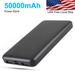 Portable Charger Power Bank 50000mah Ultra-High Capacity Safer External Cell Phone Battery Pack Compact with High-Performance Cells & 2 USB Output Smart Charge for Smartphone Black