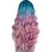 Full Synthetic Wig Curly Wavy Pink Purple Straight Women Hair Long wig