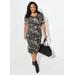 Plus Size Camo Print Midi Tee Shirtdress