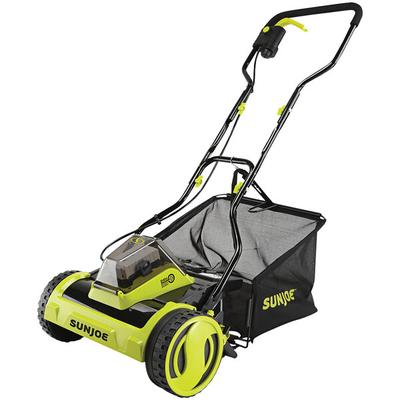 Sun Joe 24V-CRLM15 15" iON+ Cordless Push Reel Mower Kit with 4.0 Ah Battery and Charger - 24V