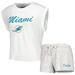 Women's Concepts Sport White/Cream Miami Dolphins Montana Knit T-Shirt & Shorts Sleep Set
