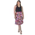 Plus Size Multicolor Abstract Print Elastic Waist Below Knee Length Skirt