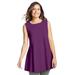 Plus Size Women's Sleeveless Fit-And-Flare Tunic Top by Woman Within in Plum Purple (Size 30/32)