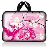 LSS 10.2 inch Laptop Sleeve Bag Carrying Case with Handle for 8 8.9 9 10 10.2 Apple MacBook Acer Dell Hp Sony Pink White Roses Bird Floral