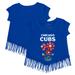 Girls Youth Tiny Turnip Royal Chicago Cubs Blooming Baseballs Fringe T-Shirt