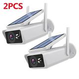 Zengest 3MP Solar Security Camera Outdoor 2.4G WIFI Wireless Cameras for Home Security with Spotlight Color Night Vision AI Human Detection 2-Way Audio IP66 Waterproo(2PCS without Battery&SD Card)