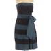 Anthropologie Dresses | Anthropologie Hitherto Blue Black Stripe Silk Strapless Bow Dress Sz 4 A787 | Color: Black/Blue | Size: 4