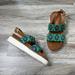 Vans Shoes | Anthropologie Platform Embroidered Sandals Shoes Sz 7.5 | Color: Brown/Green | Size: 7.5