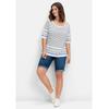 Bermudas SHEEGO "Große Größen", Damen, Gr. 48, Normalgrößen, blau (blau denim), Obermaterial: 81% Baumwolle, 17% Polyester, 2% Elasthan, unifarben, casual, comfort fit kurz, Hosen, aus elastischer Denimqualität