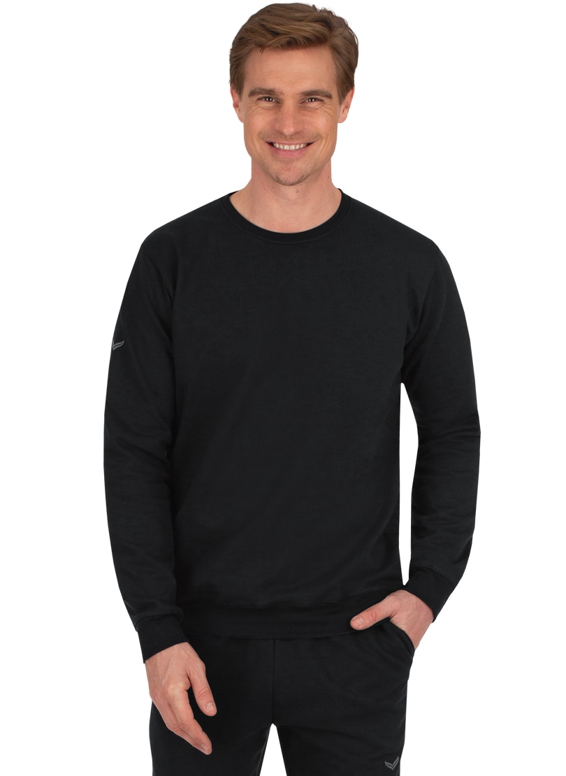 Sweatshirt TRIGEMA "TRIGEMA Sweatshirt aus Biobaumwolle", Herren, Gr. S, schwarz, 75% Baumwolle (Biobaumwolle kbA), 25% Baumwolle (recycelt), Basic, Sweatshirts Image