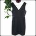 Madewell Dresses | Madewell Leather Charcoal Gray Insert Pointe V Neck Leather Panel Dress Size: 0 | Color: Black/Gray | Size: 0