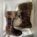 American Eagle Outfitters Shoes | American Eagle Womens Brown Faux Suede & Fur Lace Up Boots Size 8 Euc | Color: Brown/Tan | Size: 8