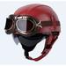 Retro Leather Half Helmet Motorcycle Helmet Scooter Helmet Moped Helmet Quick Unpacking Motorbike Helmet Half Shell with Glasses A8