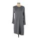 Ann Taylor LOFT Outlet Casual Dress - Shift: Gray Solid Dresses - Women's Size Small