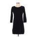 H&M Casual Dress - Mini Crew Neck 3/4 sleeves: Black Print Dresses - Women's Size X-Small
