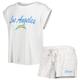 Women's Concepts Sport White/Cream Los Angeles Chargers Montana Knit T-Shirt & Shorts Sleep Set