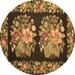 Black/Brown 96 x 96 x 0.08 in Area Rug - Charlton Home® Cheniece Floral Machine Woven Chenille/Area Rug in Brown/Black/Pink /Chenille | Wayfair