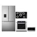 Cosmo 4 Piece Kitchen Package 36" Electric Cooktop 30" Single Electric Wall Oven 24.4" Built-in Microwave & French Door Refrigerator in Gray | Wayfair