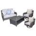 Signature Design by Ashley Park Outdoor Loveseat & 2 Lounge Chairs w/ Coffee Table Synthetic Wicker/All - Weather Wicker/Wicker/Rattan | Wayfair
