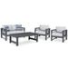 Signature Design by Ashley Amora Outdoor Loveseat & 2 Chairs w/ Coffee Table Plastic in Gray | Wayfair PKG013837