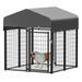 MoNiBloom Outdoor Dog Kennel Playpen Pet Enclosure Animal Run Crate Fence w/ UV-Proof Roof Metal in Black | 55 H x 51 W x 48 D in | Wayfair