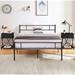 Williston Forge 3-Piece Bedroom Set Metal Platform Bed Frame & Nightstand Set Wood/Metal in Black | 35 H x 61 W x 82 D in | Wayfair