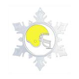 The Holiday Aisle® Personalized Friendly Folks Cartoon Snowflake Football Helmet Christmas Holiday Shaped Ornament Plastic in Yellow | Wayfair