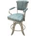 Canora Grey Periana Swivel Counter & Bar Stool Upholstered/Metal in Blue/White/Black | 44 H x 22 W x 20 D in | Wayfair