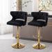 Everly Quinn Paro Swivel Adjustable Height Bar Stool Wood/Upholstered/Velvet/Metal in Black | 20.01 W x 18.91 D in | Wayfair