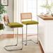 Mercer41 Krystalin Cane Back Counter & Bar Stool Upholstered/Velvet/Metal in Green/Gray | 18.11 W x 20.08 D in | Wayfair