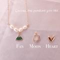 14K Gold Filled Pendant Pearl Necklace | Fan Moon Heart Custom For Women