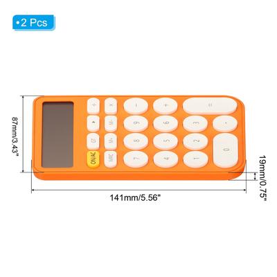 2Pcs 12 Digit LCD Display Small Desk Basic Calculator Battery Powered