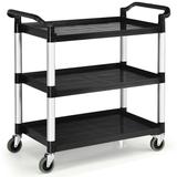 Costway 3-Shelf Utility Service Cart Aluminum Frame 490lbs Capacity w/