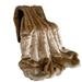 Plutus Brown Gold Rabbit Faux Fur Luxury Throw Blanket