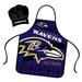 NFL Apron & Chef Hat Set, with Large Team Logo - Baltimore Ravens - 31" x 25"