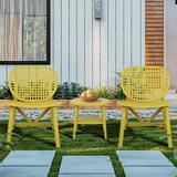 3 Pieces Hollow Design Patio Table Chair Set All Weather Conversation Bistro Set Outdoor Coffee Table